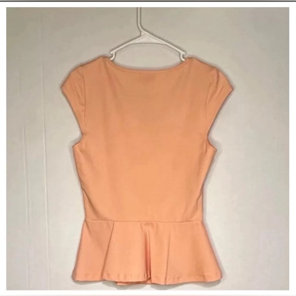 NWT Formal V-neck Taffeta-Wrap Blouse by The LIMITED Coral/Small - Picture 6 of 9